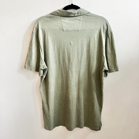 John Varvatos Green Polo Shirt Peace Sign Mens Casual Luxury Designer Large - Picture 2 of 7